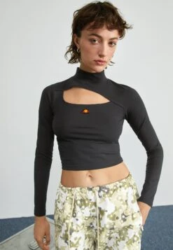 Ellesse Leilah CropMaglietta A Manica LungaBlack Donna T-shirt E Top EL921D0C4-Q11
